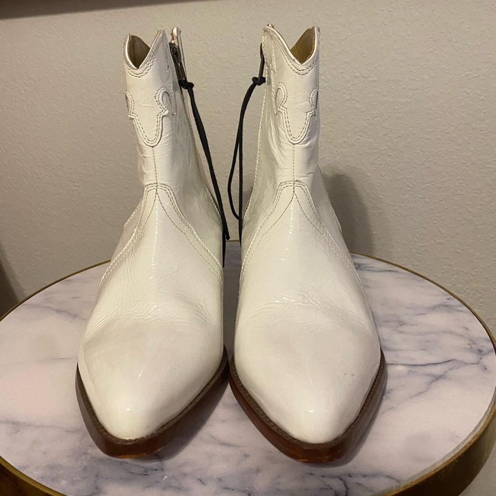 White Free People Short Western Boot